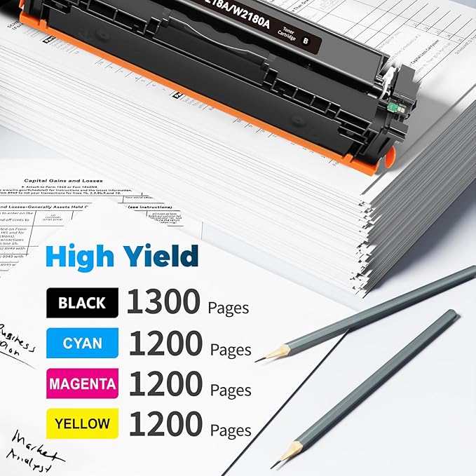 218A Toner Cartridge 4 Pack (with Chip) Replacement for HP 218A 218X Compatible for Color Pro 3201dw MFP 3301fdw 3301sdw 3301cdw 3201 3301 Printer W2181A W2182A W2183A (B/C/Y/M)