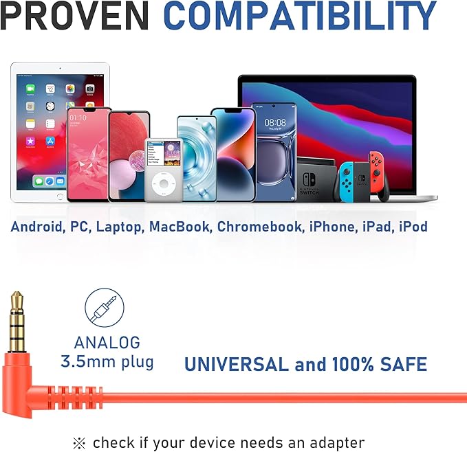 LUDOS FEROX Wired Earbuds in-Ear Headphones, 5 Years Warranty, Earphones with Microphone, Noise Isolation Corded for 3.5mm Jack Ear Buds for iPhone, Samsung, Laptop, Kids, School Students - Coral