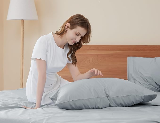 Sunflower King Pillowcases Set of 2, 100% Cotton King Size Pillow Cases 2, 20×40 inches Ultimate Gray, Soft and Breathable