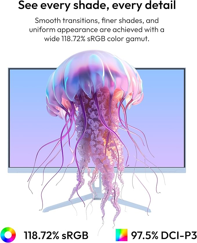 Pixio PX275 Wave Blue 27 inch 100Hz Refresh Rate QHD 1440p Resolution IPS Panel 1ms MPRT Response Time Gaming Monitor with Adaptive Sync