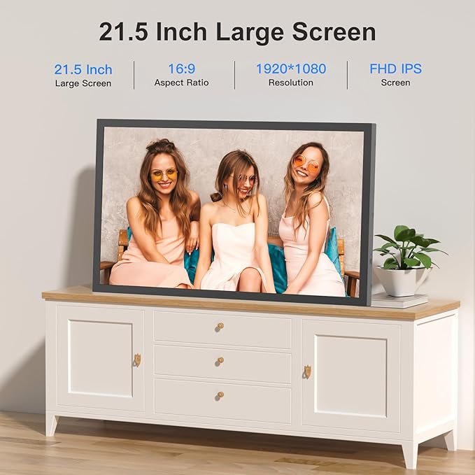 Large Digital Picture Frame 21.5"-WiFi-Photo-Frame - 32GB, 1920x1080 IPS Picture Frame Supports Smartphone Screen Mirroring, Auto Rotate, Share Photo Video via App Email, Wall Mounted, Gifts for Mom