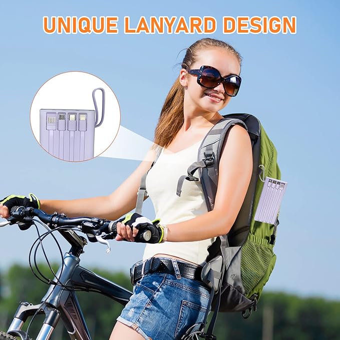 Portable Charger with Built in Cables,Mandarooker 10000mAh Power Bank with LED Lamp Fast Charging USB C External Battery Pack Phone Charger with LED Display for iPhone, Samsung and Cell Phones(Purple)