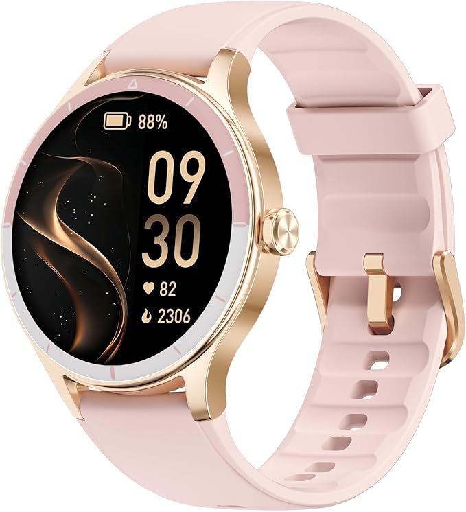 Smart Watch for Women, Smartwatch Compatible Android and iOS Phone, Answer/Make Calls, Fitness Tracker/Step Counter/Running Watch, Sleep/Heart Rate Monitor, 100 Sports, IP68 Waterproof, Pink