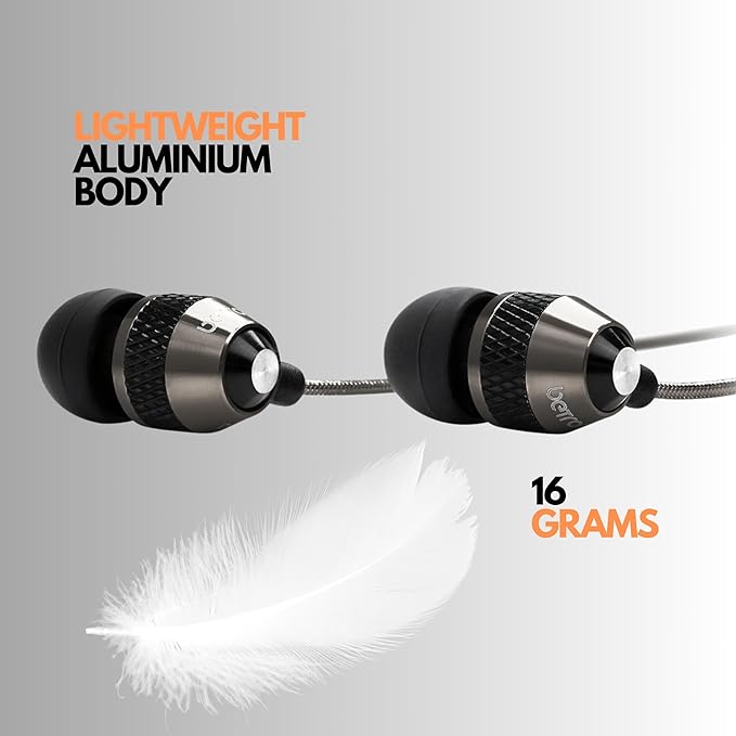 Betron B25 Earphones, Noise Isolating in-Ear Wired Headphones with Strong Bass, Tangle-Free Cord, Lightweight, Carry Case and Soft Earbud Tips, Black