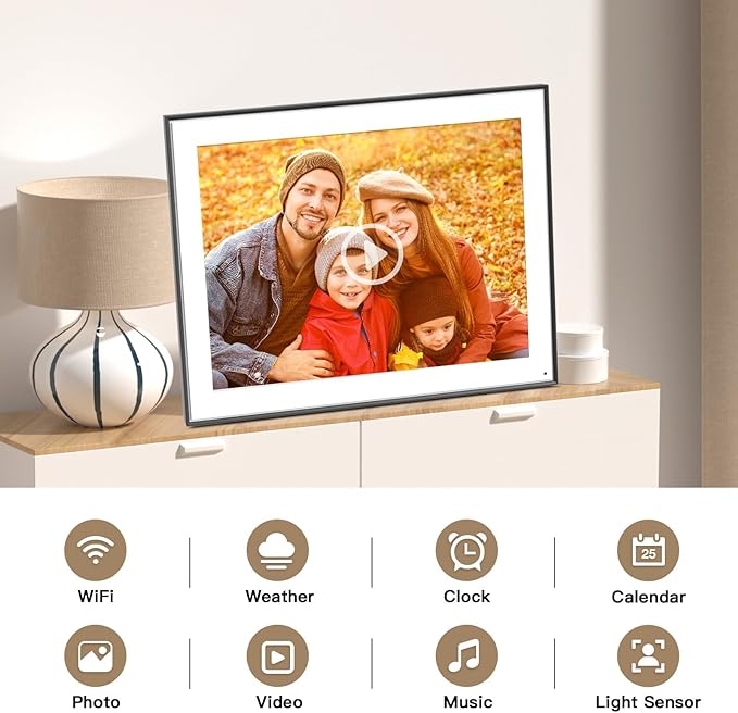 Large Digital Picture Frame 17-inch Electronic Picture Frame - 32GB WiFi Digital Frame, Light Sensor, Wall Mountable, Easy to Share Photo Video via App, Unlimited Cloud Storage, Gift for Women Men