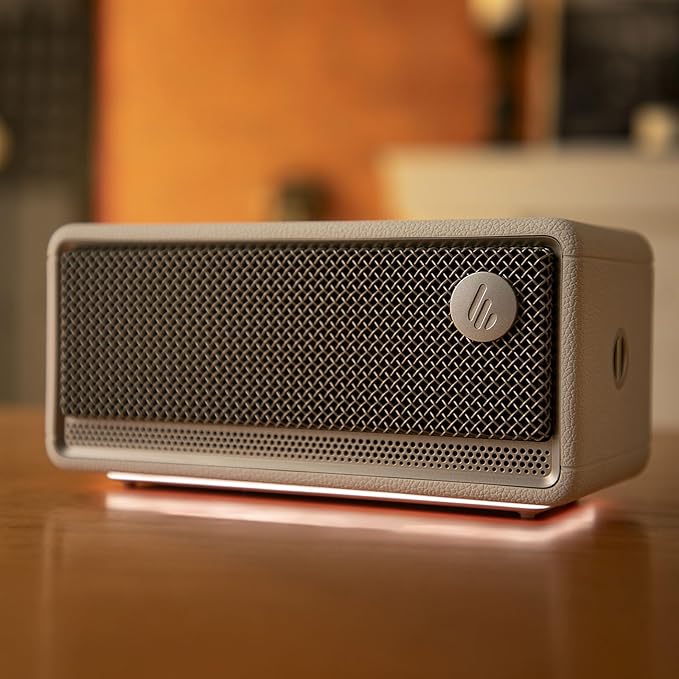 Edifier ES60 Bluetooth Speaker, Portable with Stereo Pairing, IP66 Dustproof & Waterproof 9H Playtime BT5.4 34W RMS Dual Device Connection Ambient Light for Home Party Outdoor Beach – Ivory
