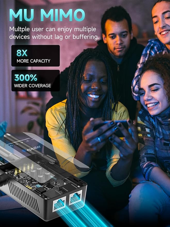 2025 New WiFi Extender Signal Booster, Long Range Wireless Internet Repeater for Home, WiFi Repeater Wireless Routers Signal Amplifier with Ethernet Port, Mesh WiFi 10X Faster Access Point, Easy Setup