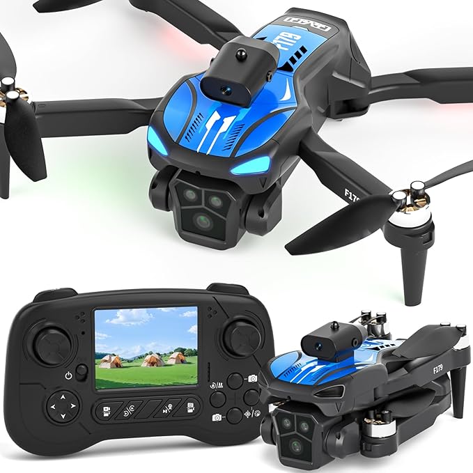 Drone with 1080P Camera Adults Beginners,2.8" LCD Screen Remote Control,Obstacle Avoidance Brushless Drone Optical flow positioning,Tap Fly Gravity Control One Key Start/Landing,3D Flip
