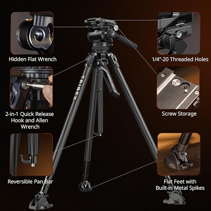 SmallRig x Potato Jet Tribex Hydraulic Carbon Fiber Tripod, Fast Extend Camera Video Tripod with 4-Step Counterbalance Fluid Head, Step-Less Damping on Pan/Tilt, Load 13.2lbs for DSLR(Standard Series)