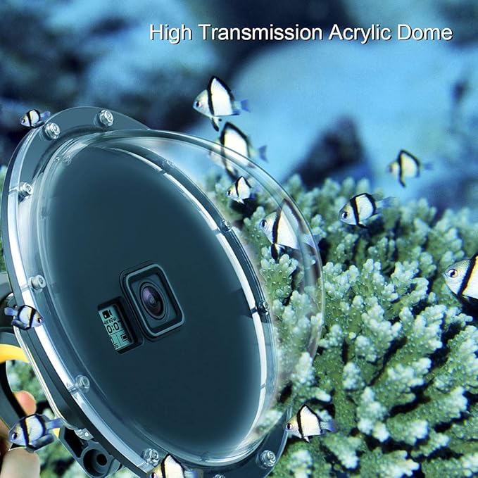 Dome Port for GoPro Hero 2018/7/6/5 Black - Go Pro Dome Port Lens with Waterproof Housing Case Trigger Floating Hand Grip for Hero7 Silver/White Underwater Photography