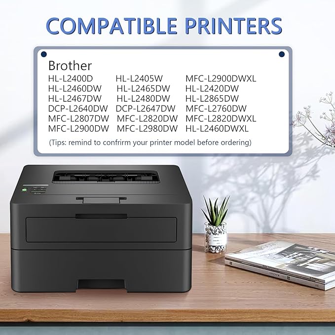 TN830XL Toner Cartridge(with Chip) 4 Pack Black Compatible with Brother TN830XL Toner Cartridge, Working with HL-L2460DW MFC-L2820DW MFC-L2820DWXL HL-L2400D HL-L2405W DCP-L2640DW HL-L2480DW Printer