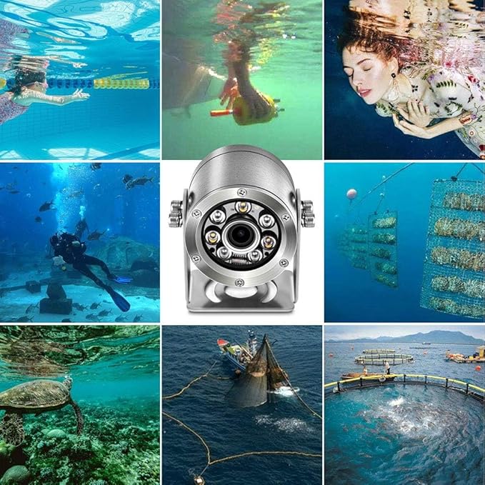 Underwater Camera POE 5MP CMOS Lens 100° Wide-Angle Sea Stainless Steel with Fill Light IP68 Waterproof Camera for 24/7 koi Pond with 32ft Cable