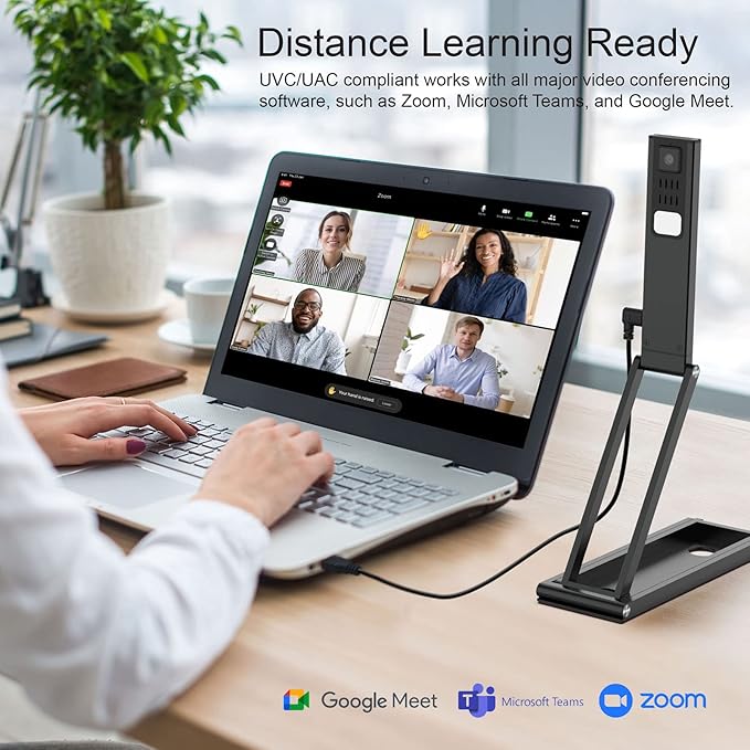 VIISAN Document Camera 13MP 4K with AF Lens, Foldable Webcam for Teachers Classroom, Built-in Mic & LED Light, Portable Overhead Cam for PC Mac, Web Conferencing Visualizer for Teaching