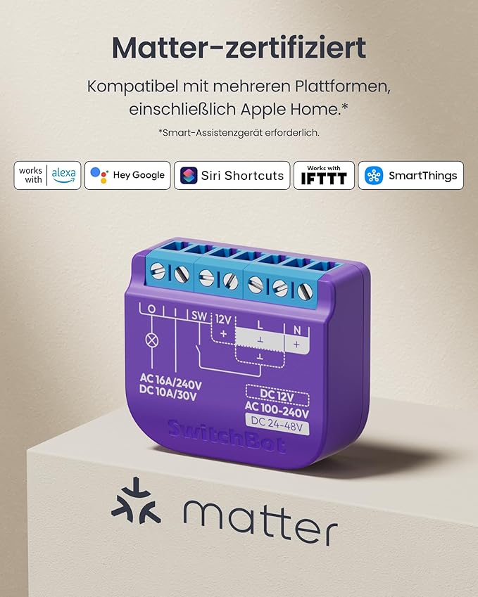 SwitchBot Smart Relay Switch 1(2pack),Smart Relay Module with Built-in Bluetooth Repeater, Wi-Fi&Bluetooth Switch Works with Alexa/AppleHome/Google Home/Matter Hub Required, 2.4GHz, Home Automation