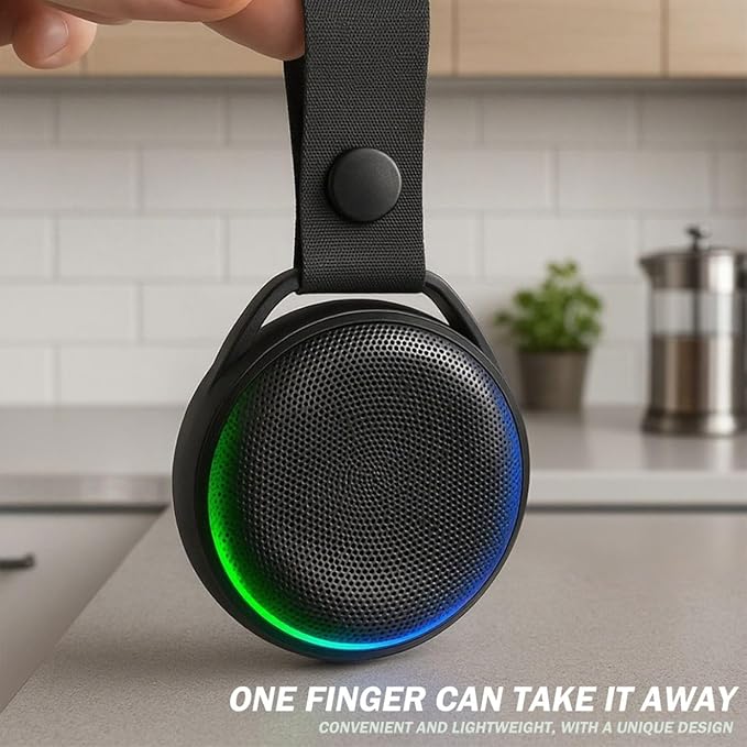 Portable Bluetooth Speaker, Lightweight, IPX7 Waterproof, 20 Hour Playback time with RGB Lighting, Suitable for Various Sports Scenes, a Gift for Both Men and Women (Black)