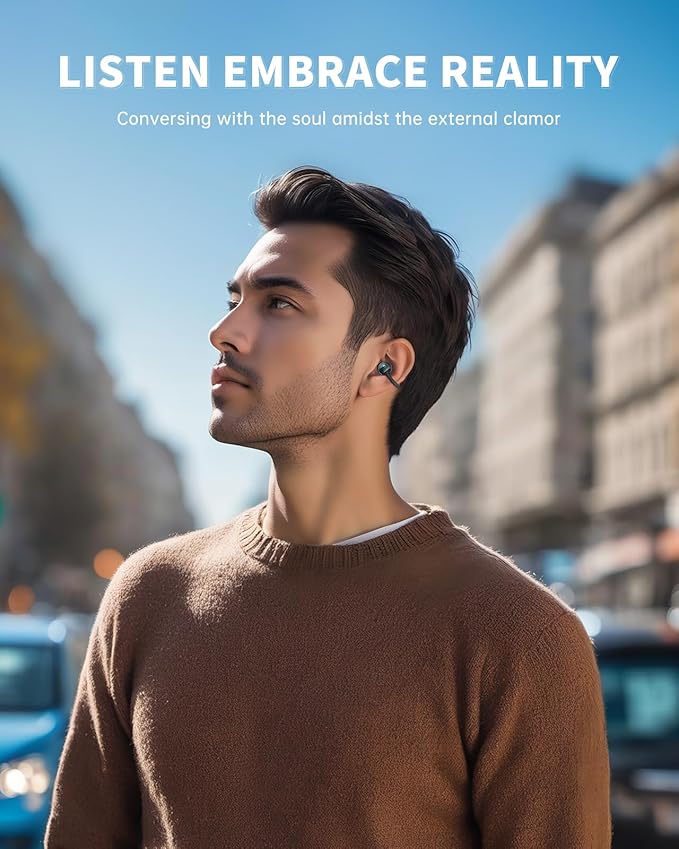 Open Ear Earbuds, Clip-On Earbuds Wireless Bluetooth, Ear Clip Bluetooth Headphones, Lightweight Comfort, Ergonomic Secure Fit for Small Ears, Ultra Open Audio, Waterproof, 40H Playtime