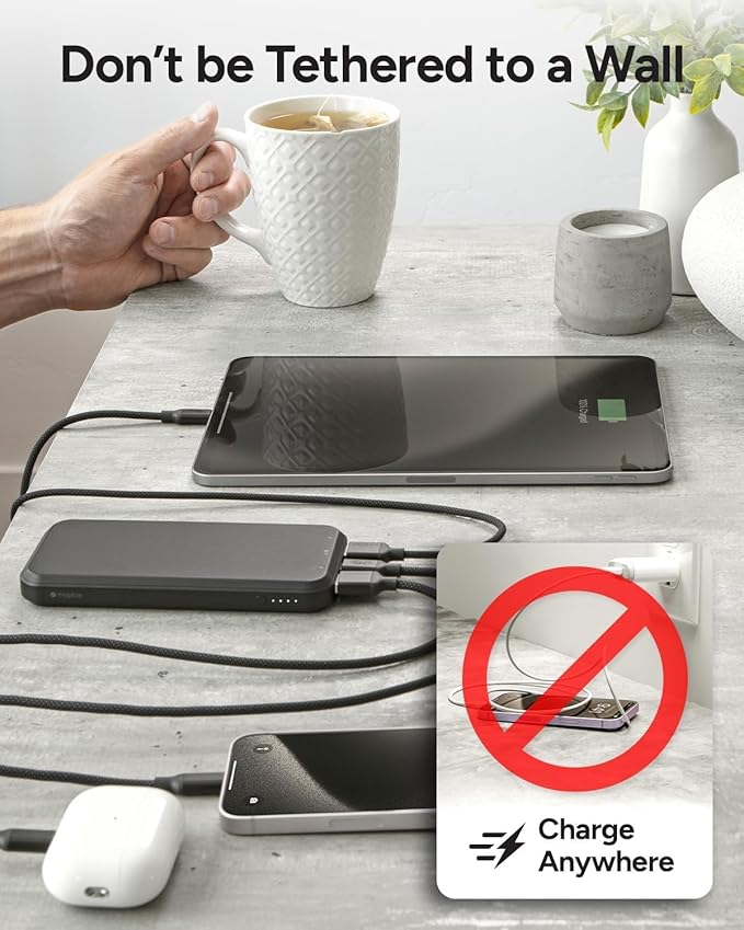 Mophie powerstation prime10 - Portable Power Bank with 10,000mAh Internal Battery, 18W USB-C PD Fast Charging, Charge 3 Devices Simultaneously, LED Power Indicator, Best Dad