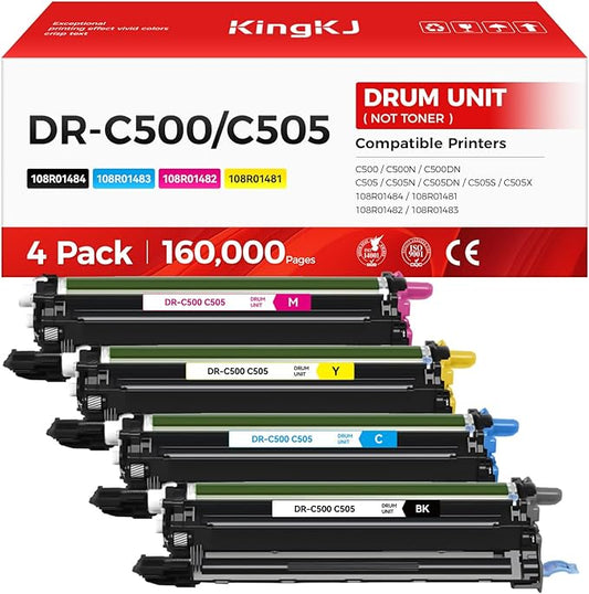 C500 C505 Drum Unit 4-Pack High Capacity Replacement for Xerox 108R01484 108R01481 108R01482 108R01483 Image-Drum Compatible for Xerox VersaLink C500 C500N C500DN C505 C505N C505DN C505S C505X Printer