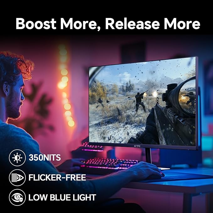 KTC 24" Gaming Monitor 180Hz 144hz Monitor QHD(2560x1440p) l Up to 1MS | Fast IPS Monitor |122% SRGB | 2X DP & 2X HDM| Tilt Xbox PS5 Switch|100×100mm VESA Compatible
