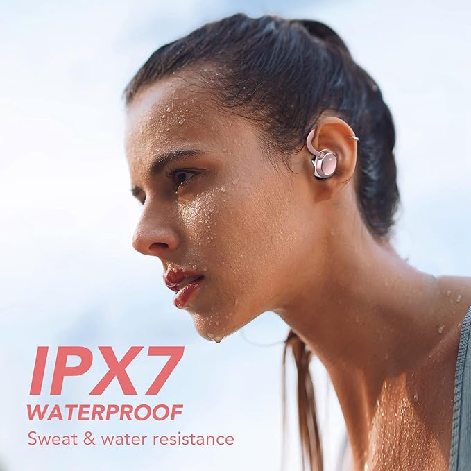 KT1 Wireless Earbuds, Sports Bluetooth Headphones, 120Hrs Playtime Ear Buds for Small Ear, IPX7 Waterproof Running Headphones, Deep Bass, Over Ear Sport Wireless Bluetooth Earphones for Android iOS
