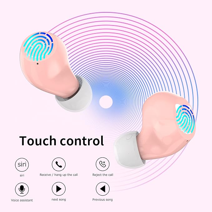Pink Wireless Earbuds for Girls,Bluetooth Earbuds Hi-Fi Stereo Noise cancellation Earphones 36H Playtime Bluetooth 5.1 Headphones Touch Control Waterproof Headset with Charging Case Microphone Pink.