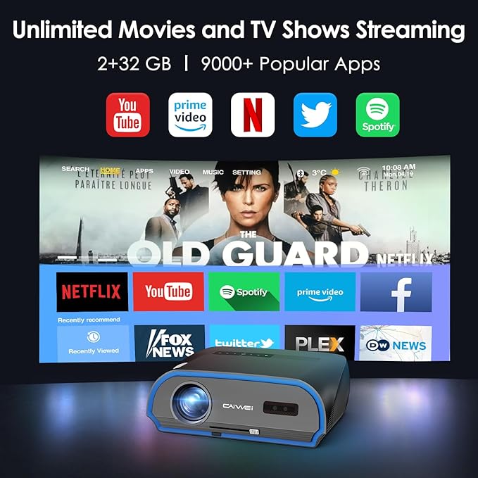 Ultra HD Projector 4K with WIFI6 and Bluetooth,1580 ANSI Lumen High Brightness Daytime Proyector Smart Android TV HDR NFC Casting DSP Stereo HDMI 2.1 ARC for Home Theater Outdoor Movie Gaming Ceiling