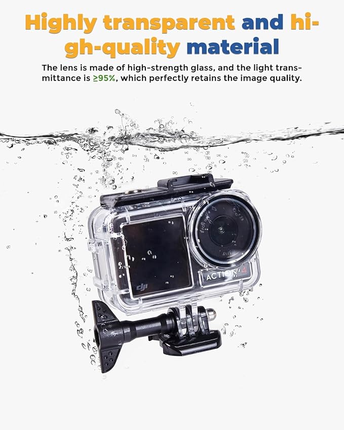 Waterproof House Case with Dive Filters Set for DJI Osmo Action 5 Pro/4/3, 60 m/197 ft Deep Diving Portective Case