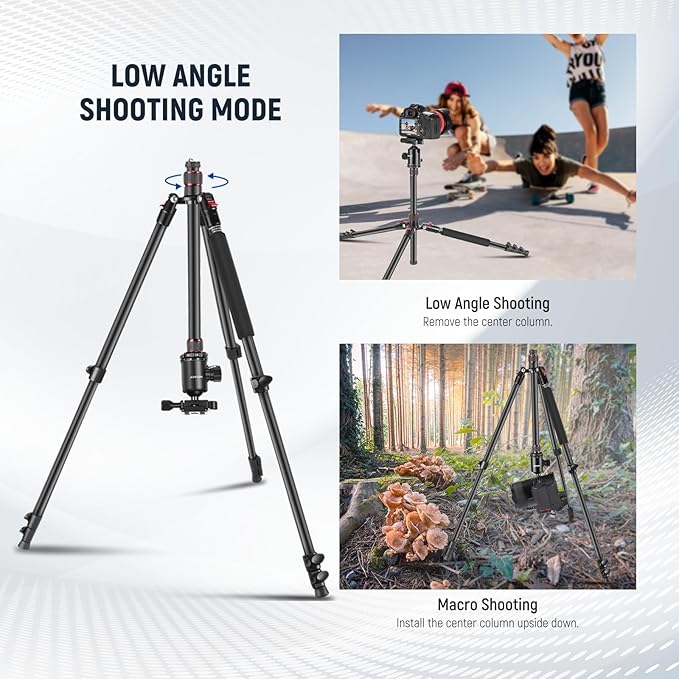 NEEWER 77" Camera Tripod Monopod with Cell Phone Holder Compatible with iPhone for Video Recording, Compact Aluminum Lightweight Travel Stand with Ball Head QR Plate Bag Cleaning Cloth, Max Load 34lbs