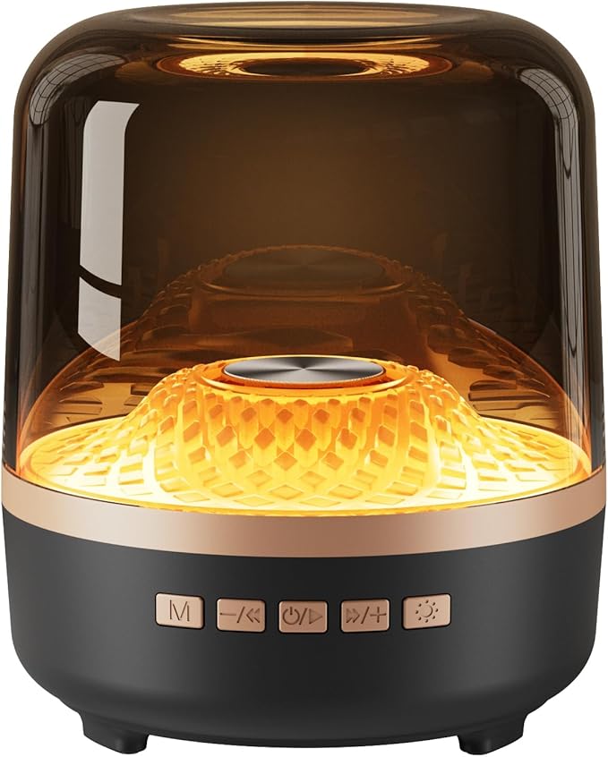 Bluetooth Speaker with HD Sound and Lights, Portable Wireless, Long-lasting battery life, TWS Pairing, for Home/Party/Outdoor/Travel/Beach, Stocking Stuffers, White Elephant Gifts for Adults (Black)