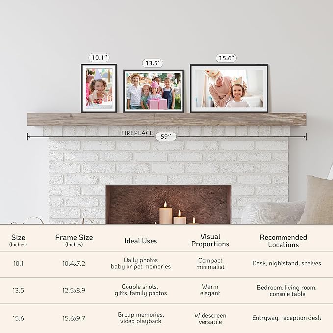 NexFoto Touchscreen Digital Picture Frame 10.1 Inch 64GB, WiFi Digital Photo Frame, Unboxing Gift Mode, Add Photos from Google Photos, Upload Videos Easily, Gifts for Newlyweds, Wedding, Silver