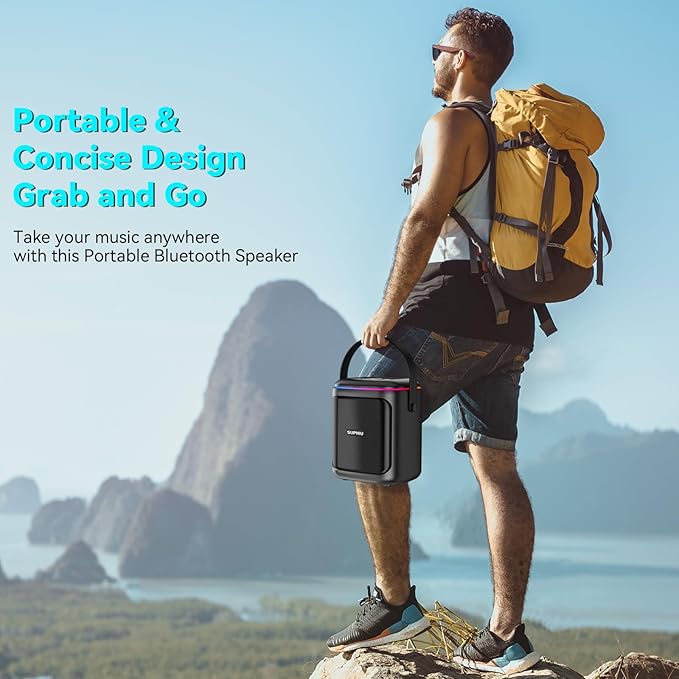 30W Portable Bluetooth Speaker Wireless with Loud Crystal Clear Stereo Sound - TWS Pairing & 24H Playtime with Led Lights | Small Party Speakers for Indoor/Outdoor, Travel, Gathering (1pcs)