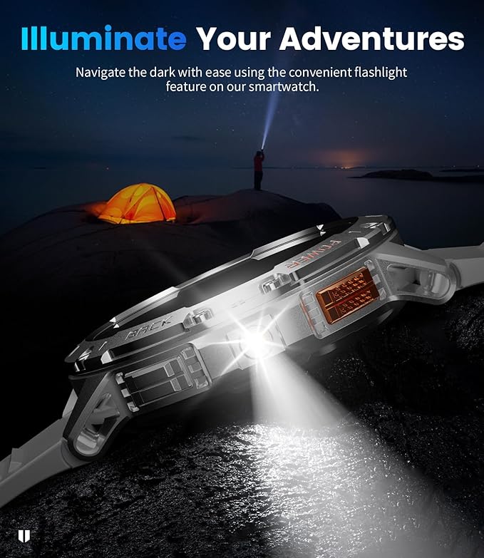 LIGE Military Smart Watch for Men(Answer/Make Call)-3 Straps,1.43" AMOLED Upgraded Outdor 530mAh Sports Smartwatch with Flashlight/Heart Rate/Sleep Monitor/IP68, Silver Fitness Tracker for Android iOS