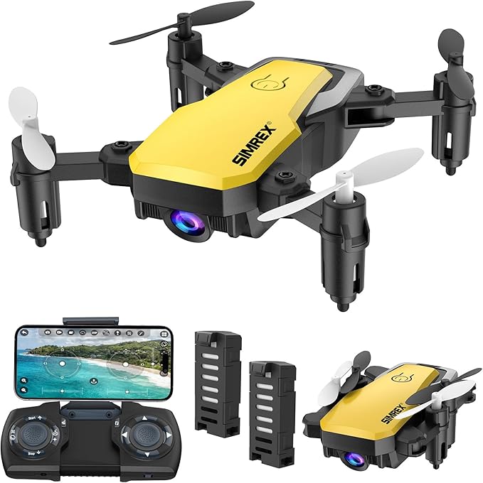 X300C Mini Drone with Camera 720P HD FPV, RC Quadcopter Foldable Drone With Altitude Hold, 3D Flip, Headless Mode, Gravity Control and 2 Batteries, Gifts for Kids, Adults, Beginner (Yellow)