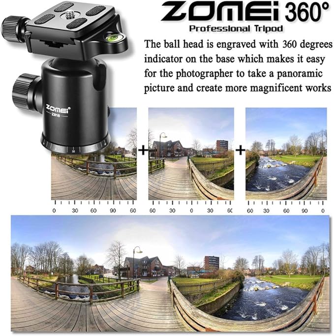 ZOMEI Tripod,Camera Tripod,Lightweight Camera Travel Z818 Tripod Aluminium Alloy Monopod with 360 Panorama Ball Head Quick Release Plate Ball for DSLR Canon Sony Nikon Cameras(Black)