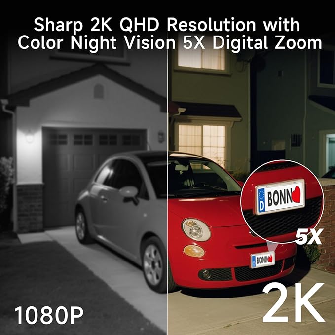 5G/2.4G WiFi Security Cameras Wireless Outdoor,2K Battery Powered Home Indoor Camera with AI Motion Detection, Siren,Color Night Vision, 2-Way Talk, IP65 Waterproof, Works/Alexa, Cloud/SD 3PC