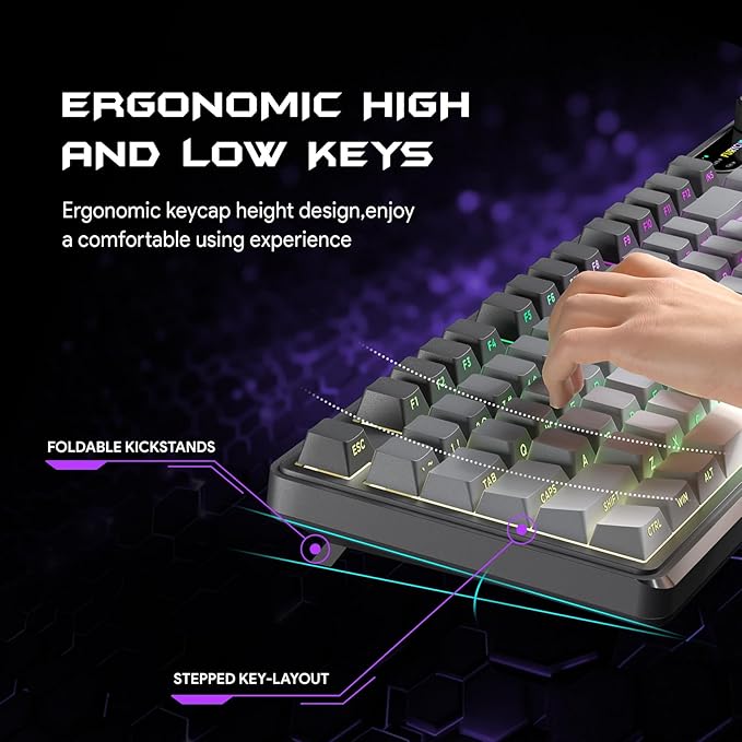 IP98 Gaming Keyboard - Wired Keyboard with RGB Backlighting, IPX8 Water Resistance, and Side Printed PBT Translucent Keycaps, Suitable for Gaming or Work (Gray-White)