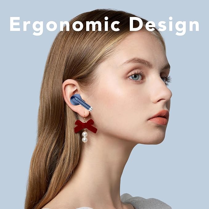 Wireless Earbuds, 2025 New Bluetooth 5.4 Headphones HiFi Stereo with 4 ENC Mic, 40H Mini Ear Buds In-Ear Noise Cancelling Earbuds with LED Screen, Ultra Light Bluetooth Earphones Blue for Android iOS