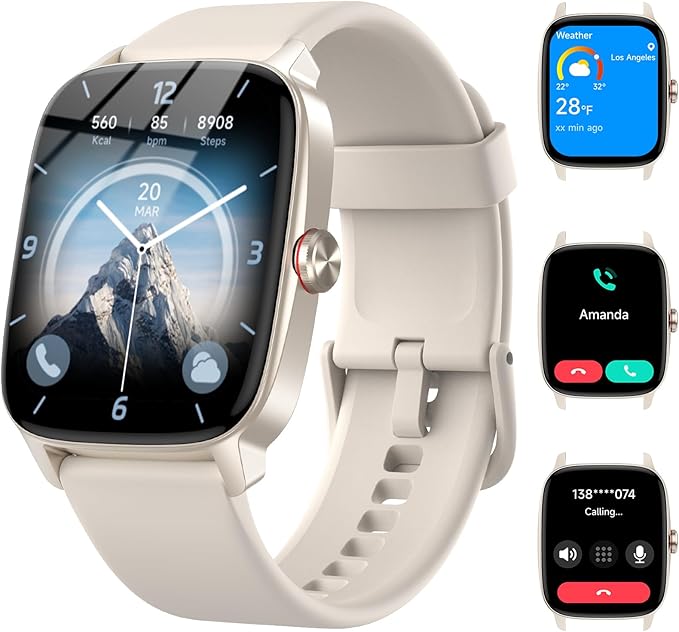 Smart Watches for Women Men with Bluetooth Call & AI Voice, 1.85" HD Fitness Tracker with Heart Rate SpO2 Sleep Monitor, 100+ Sports Modes Mini Games, IP68 Waterproof Smartwatch for Android iOS Phones