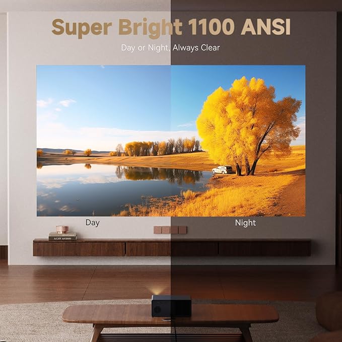 Wanbo X5 Pro Google TV Projector 4K Supported, 1100 ANSI Smart Projector with WiFi and Bluetooth, Outdoor & Home Movie Proyector, Auto Focus & Keystone, HDMI 2.0, Voice Control, HDR10 (2025 Upgraded)