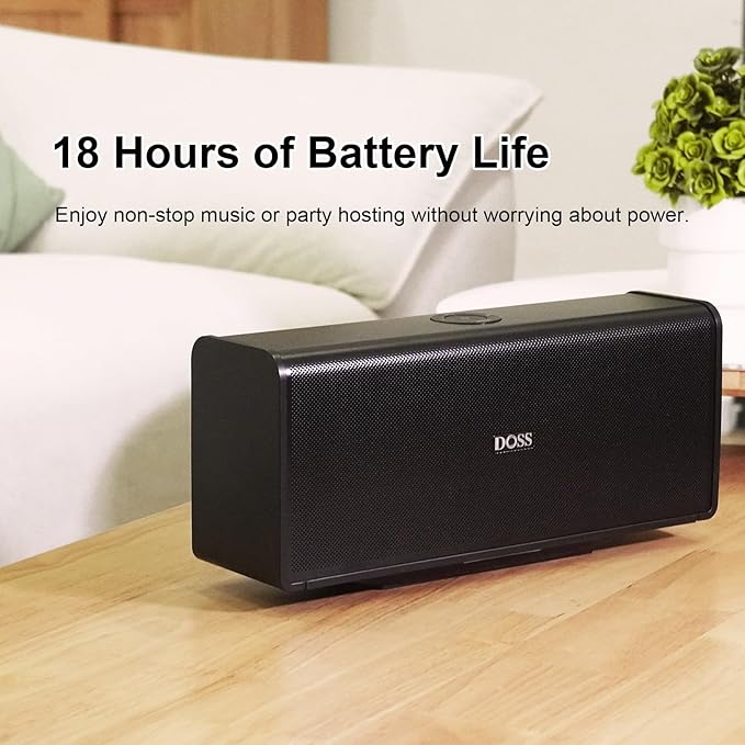 DOSS SoundBox Ultra Bluetooth Speaker with 2.1 Channel Audio, 80W Superior Sound with Deep Bass, Two DSP Technologies, 18H Playtime, BT 5.3, Wireless for Home, Office, Room-Black