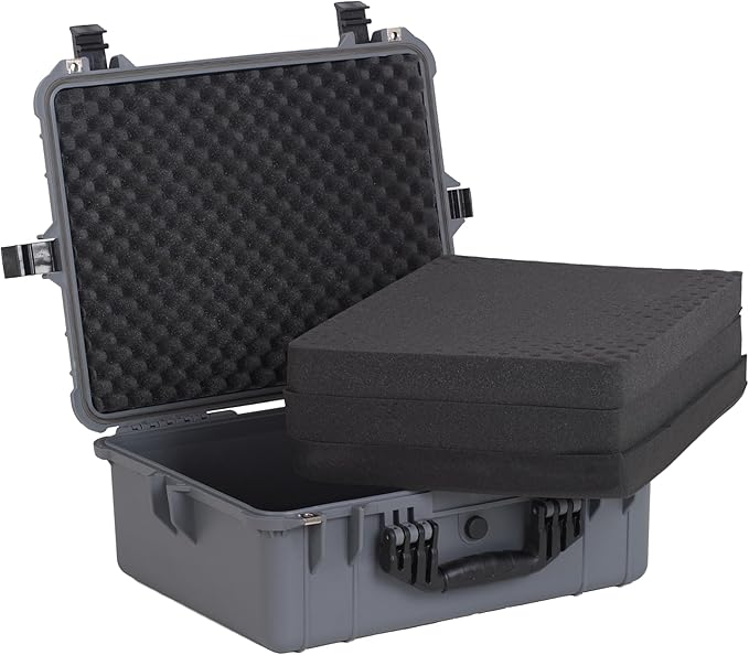 MEIJIA Portable All Weather Waterproof Protective Hard Case,Compact Camera Case with Customizable Fit Foam,Fit Use of Drones,Camera,Equipments,20.62 x16.85x8.11inches(Grey)