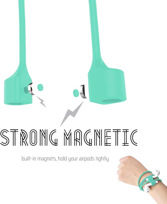 Ultra Strong Magnetic Airpod Pro Strap Anti-Lost Cord Sports Lanyard Compatible with Airpods 3rd 2nd Generation Pro 3 2 1 (Mint)