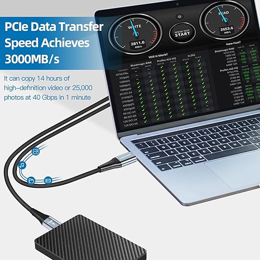 240W for Thunderbolt 4 Cable 10 ft, Support 8K@60Hz, 4K@144Hz 40Gbps/240W PD Charging for iPhone 17, USB4, Mac mini M4 / M4 Pro, MacBook Pro, Docking, eGPU, SSD, Surface Pro