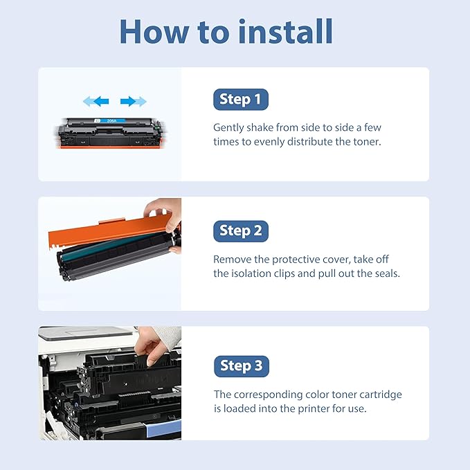 206A Toner Cartridges 4 Pack M283fdw M283cdw Toner Compatible for HP 206A 206X Set for HP Color Laserjet Pro M255dw M255nw MFP M283fdw M283cdw M282nw M283fdn Printer(Black/Cyan/Yellow/Magenta)