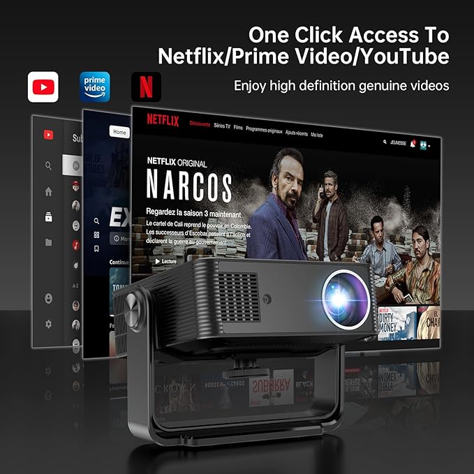 [Netflix Officially & Native 1080P] MT-VIKI Mini Projector with WiFi and Bluetooth, Native 1080P Portable Outdoor Movie Projector, Electric Focus, Auto Keystone