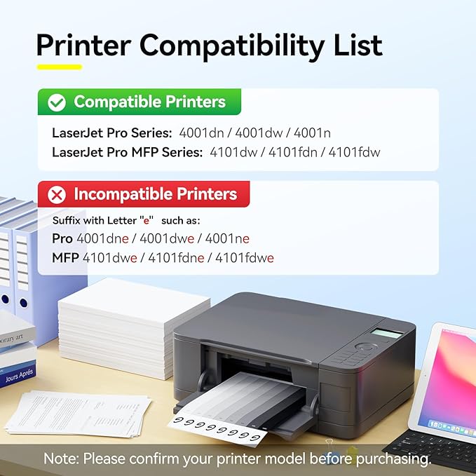 148X Black Toner Cartridge 2-Pack with Chip Replacement for HP 148X W1480X 148A W1480A Compatible for HP LaserJet Pro 4001dn 4001dw 4001n MFP 4101dw 4101fdn 4101fdw 4001 4101 Series Printer High Yield