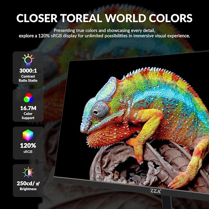 ZZA 24" Curved Gaming Monitor, Support 100Hz, Full HD 1920x1080, Three Narrow bezels，FreeSync Premium - Ultimate Gaming Experience