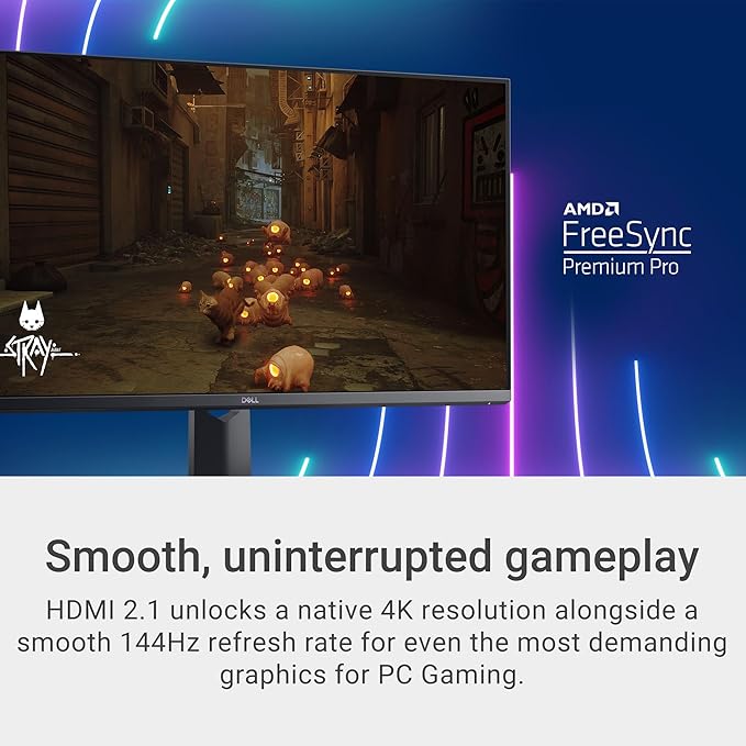 Dell G3223Q Gaming Monitor - 32-Inch 4K Ultra UHD (3840x2160), 144Hz 1Ms Display, AMD FreeSync+NVIDIA G-SYNC Compatible, Height/Swivel/Tilt Adjustability, 3Yr Advanced Exchange - Black