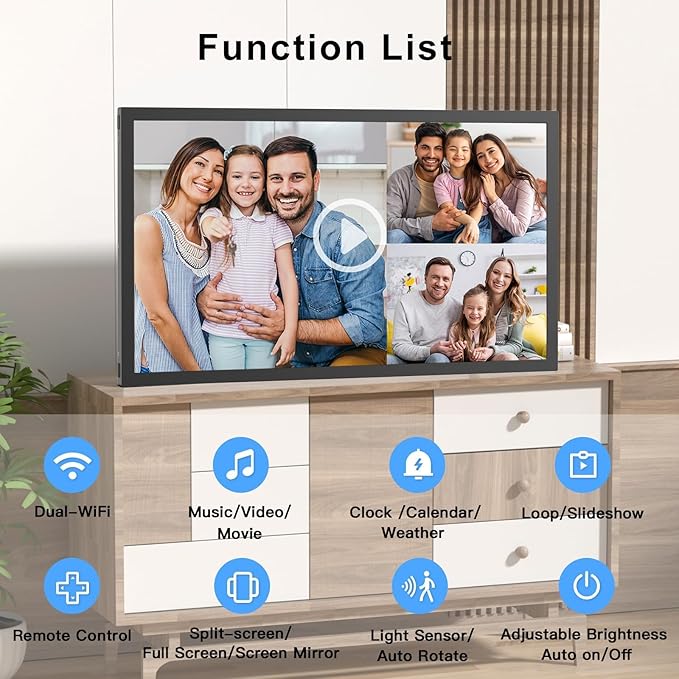 Large Digital-Photo-Frame 21.5" WiFi Picture-Frame - 32GB Digital Picture Frame, 1920x1080 FHD IPS Panel, Wall Mountable, Sync Smartphone Screen, Share Photos Videos via App Email, Gift for Mom Dad