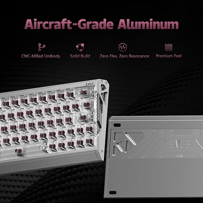 IQUNIX EV63 Hall Effect Magnetic Gaming Keyboard 60% | Rapid Trigger, Adjustable Actuation for FPS Gamers | Hot Swap, SOCD, RGB, Full Aluminum Case (Silver Blade)